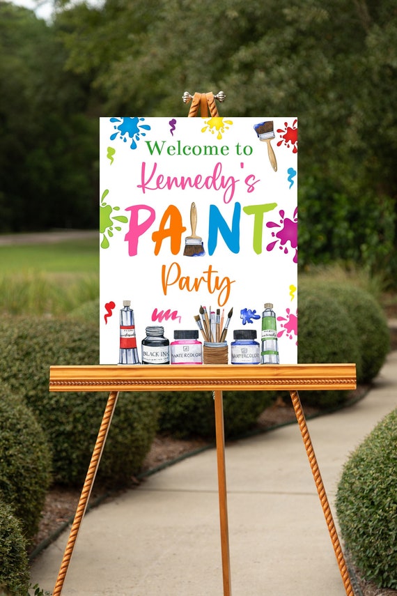 Editable Paint Party Welcome Sign Template Printable Painting Party  Decorations Art Party Art Birthday Party Sign Corjl Girls Art Party PAPA 