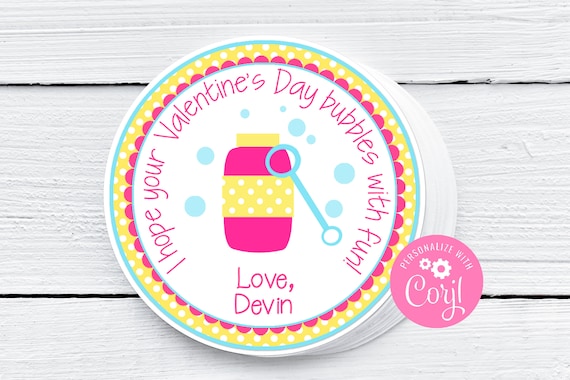 Editable Bubble Valentine, School Valentine, Bubble Favor Tag, Class Valentines, Preschool Valentine, Daycare Valentine, Printable, Corjl, Il_570xn