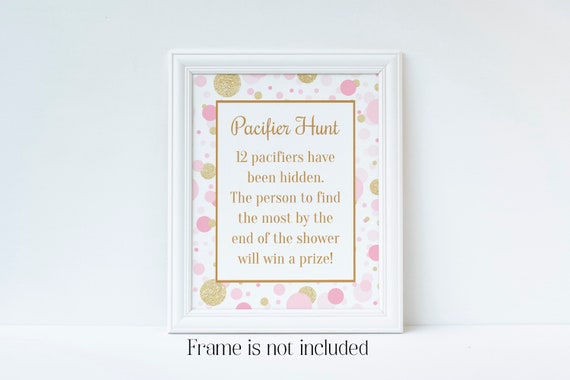 Pacifier Hunt Game, Find the Pacifiers, Pink and Gold Baby Shower, Digital Download, Girl Baby Shower, Baby Shower Games, Printable Games Il_570xn