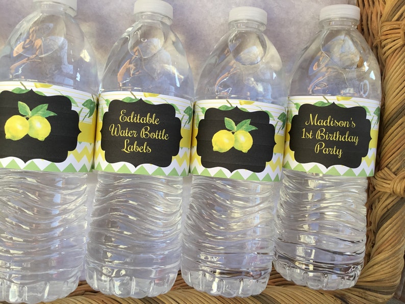 Editable Lemonade Water Bottle Labels Lemonade Decorations Etsy