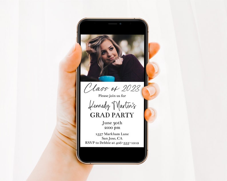 Editable Graduation Announcement Evite Grad Party Invitation Etsy