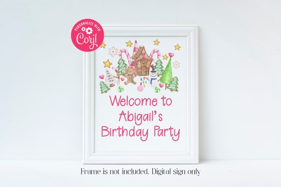 Editable Gingerbread Welcome Sign, Gingerbread Party, Gingerbread Birthday, Gingerbread House Decorating Sign, Corjl, Printable Sign, GBP Il_570xn
