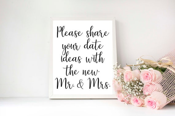 Date Night Sign, Date Night Jar Sign, Wedding Sign, Wedding Reception Sign, Date Ideas, Date Suggestions, Printable, Instant Download Il_570xn