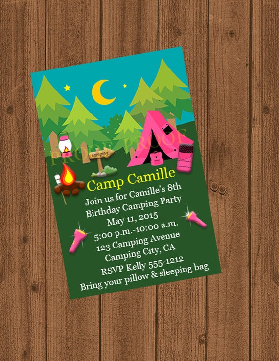 Camping Invitation, Camping Birthday, Camp Invite, Girls Glamping Invitation, Camping Invite, Camping Party, Camp Out Invitation, Printable Il_570xn
