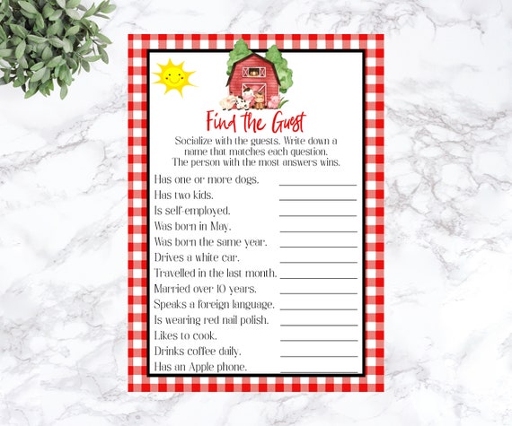 Find the Guest, Guess Who, Farm Baby Shower, Baby Shower Games, Guest Game, Baby Shower Ideas, Barnyard, Gender Neutral, Instant, RFBS Il_570xn