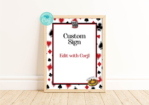 Casino Party Sign Editable Casino Party Decorations 8x10 Sign Template Poker Night Casino Birthday Gambling Party Corjl Printable CAS Il_570xn