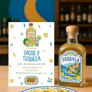 Editable Tacos and Tequila Birthday Party Invitation Printable Mexican Fiesta Party Invite Margarita Digital Party Print Text or Email Corjl