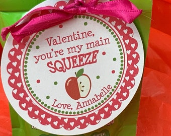 Valentine's Day, Main Squeeze Tag, Applesauce Valentine, Applesauce Tag, Squeeze Pouch, Valentine Tag, Class Valentines, Squeeze Tag
