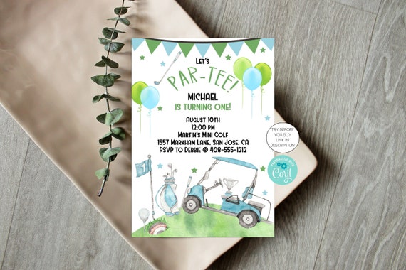 Golf Birthday Invitation Golf Party Mini Golf Miniature Golf Let's Par-Tee Golf Birthday Invite Golf First Birthday Corjl Editable GOBP Il_570xn