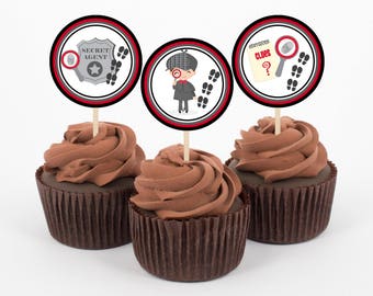 Detective Cupcake Toppers, Spy Cupcake, Secret Agent Birthday, Spy Cupcake Topper, Spy Birthday Party, Detective Birthday, Instant, DSHB