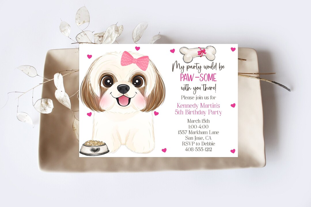 Editable Puppy Party Invitation Template, Shihtzu Party, Printable ...