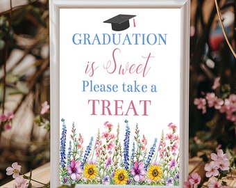 Graduation Is Sweet Please Take A Treat Wildflower Party Decor Printable Floral Nature Graduation Party Decor Class Of 2024 Bohemian Instant