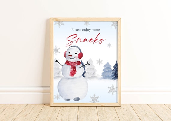 Snowman Snacks Sign Winter ONEderland Party Snowman Birthday Snowman snowman-snacks-sign-winter-onederland-party-snowman-birthday-snowman