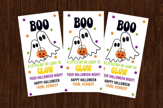 Printable A Little Bit of Light To Glow Your Halloween Night Editable Glow Stick Tag Halloween Party Favor Trick or Treat Tag Corjl Boo Tag Il_570xn