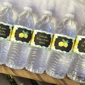 Bewerkbare etiketten limonadewaterfles, limonadedecoraties, limonadefeest, limonadebabyshower, citroenen, verjaardag limonade, limonade