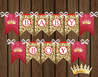 Red and Gold Prince, Prince Baby Shower, Prince Red and Gold, Prince Banner, Printable Prince, Royal Prince, Baby Shower Decor, Printable