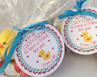 Preschool Valentines, I'm a Lucky Duck, Rubber Duck, Valentine's Day Tag, Rubber Ducky, Kids Valentines, Valentine Cards For Kids, Preschool