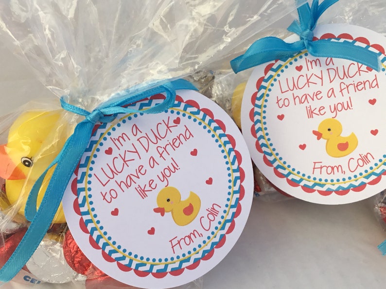 Preschool Valentines, I'm a Lucky Duck, Rubber Duck, Valentine's Day Tag, Rubber Ducky, Kids Valentines, Valentine Cards For Kids, Preschool image 1