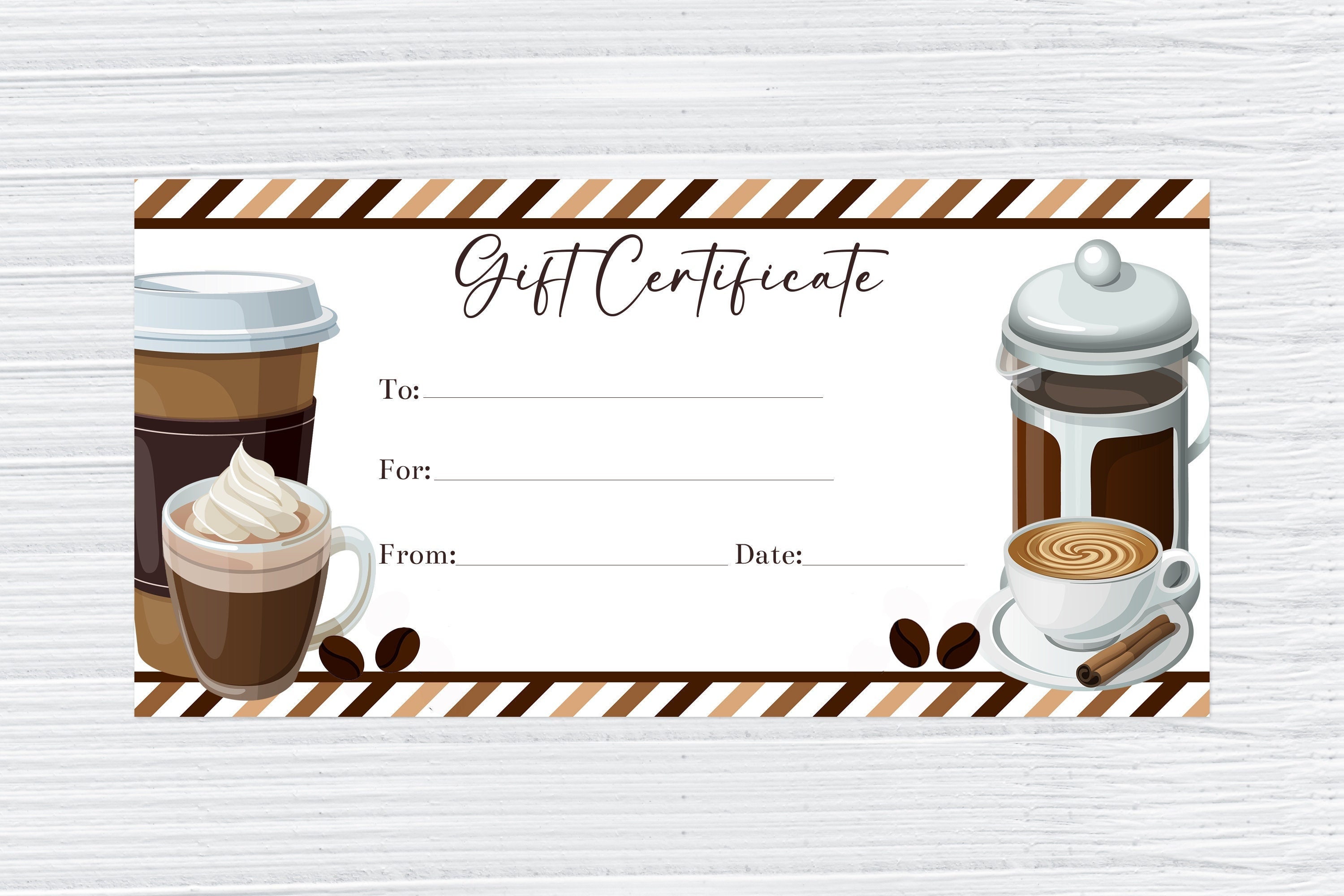 Printable Coffee Gift Certificate Voucher Template, Christmas Gift Certificate, Editable Christmas Coupon, Personalized Coffee Lovers, Corjl