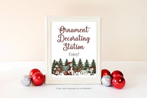 Ornament Decorating Station Sign, Christmas Party Decorations, Holiday Party, Christmas Party Activity, Holiday Party Activity, Digital, TCD Il_570xn