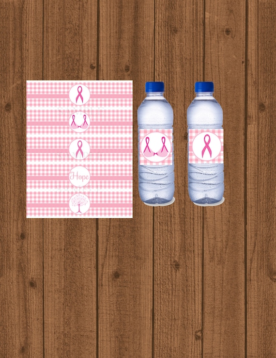 Pink Breast Cancer Awareness, Pink Breast Cancer Water Bottle Label
