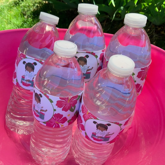 Spa Birthday Party African American Spa Water Bottle Labels Spa