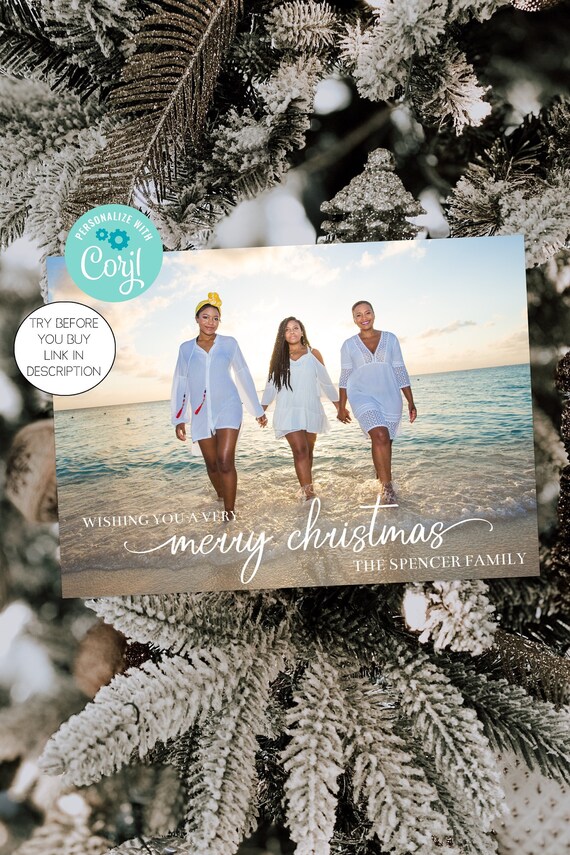 Fully Editable Photo Christmas Cards Family Christmas Card Printable Christmas Card Photo Holiday Cards 7x5 Card Template Corjl H5128 Il_570xn