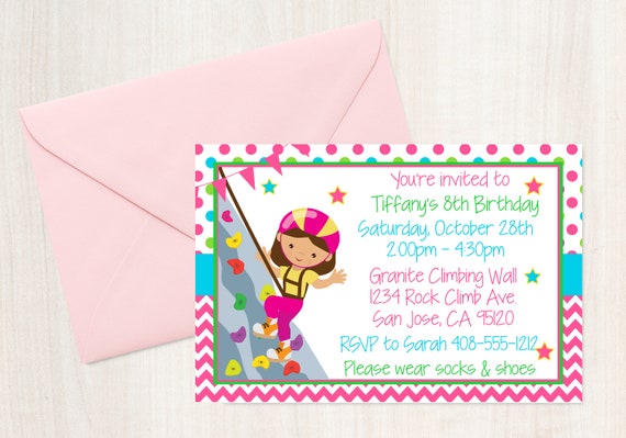 Rock Climbing Invitation Rock Climb Party Climbing Party Girls