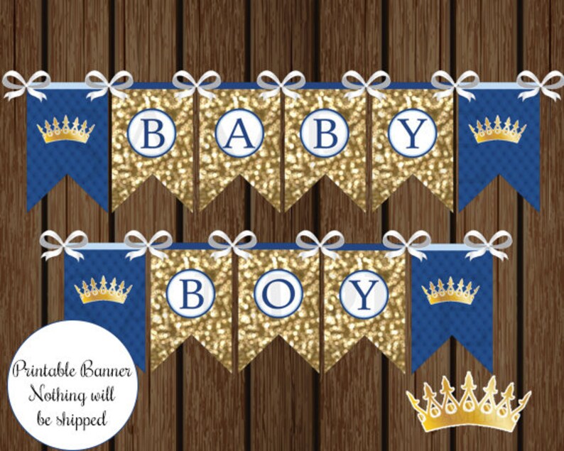 Blue And Gold Prince Baby Shower Banner Royal Image 0