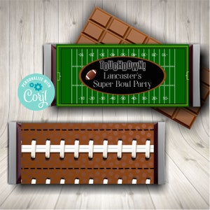 Printable Chocolate Candy Bar Wrapper For Super Bowl Tailgate Parties Football Party Sports Party Bachelor Party, Corjl, Instant Download