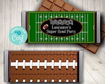 Printable Chocolate Candy Bar Wrapper For Super Bowl Tailgate Parties Football Party Sports Party Bachelor Party, Corjl, Instant Download