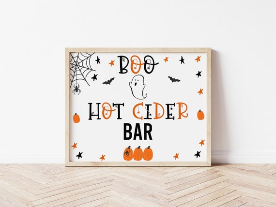 Hot Cider Bar Sign, Apple Cider Sign, Halloween Birthday Party, Halloween Party Decorations, Baby Shower Sign, Printable, A Little Boo, LBBB Il_570xn