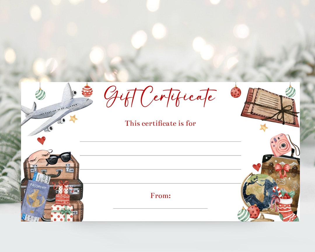 Editable Travel Christmas Gift Certificate Voucher Template, Weekend Trip Coupon, Personalized Voucher, Printable Gift Certificate, Corjl - Etsy Norway editable-travel-christmas-gift-certificate-voucher-template-weekend-trip-coupon-personalized-voucher-printable-gift-certificate-corjl-etsy-norway