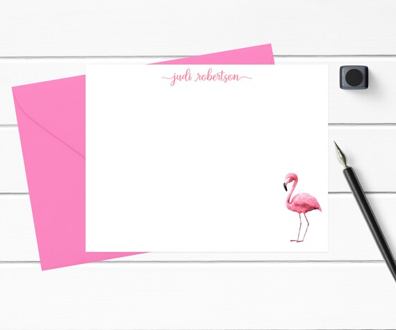 Flamingo Stationary, Flamingo Note Cards, Tropical Stationery, Personalized Note Card Set, Stationery Set, Note Cards, Birthday Gift, Summer Il_570xn