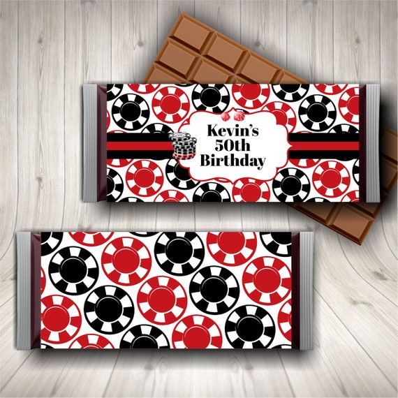 Editable Casino Candy Bar Wrapper Poker Chips Chocolate Bar Wrapper