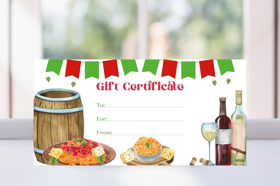 Editable Spaghetti Dinner and Wine Gift Certificate Voucher Template ...