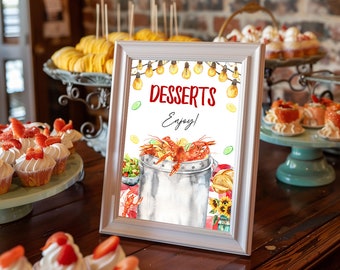 Crawfish Dessert Bar Sign, Crawfish Boil Dessert Table, Instant Download, Crawfish Boil Decorations, Seafood Party, Summer Party, CFRW