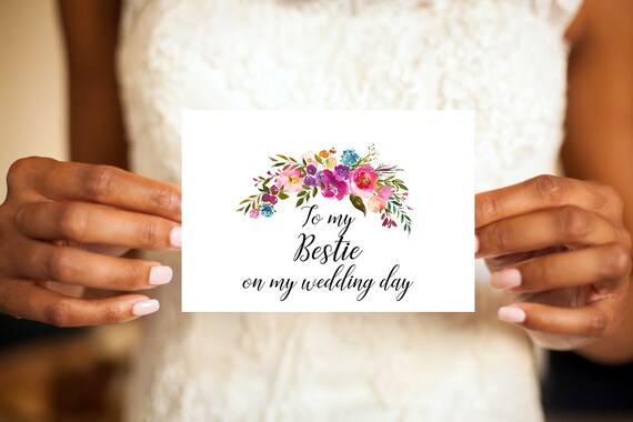 To my Bestie, Bestie Wedding Card, Wedding Card, Best Friend Card, On My Wedding Day, Floral Wedding Card, Bestie, Friend Wedding Card Il_570xn