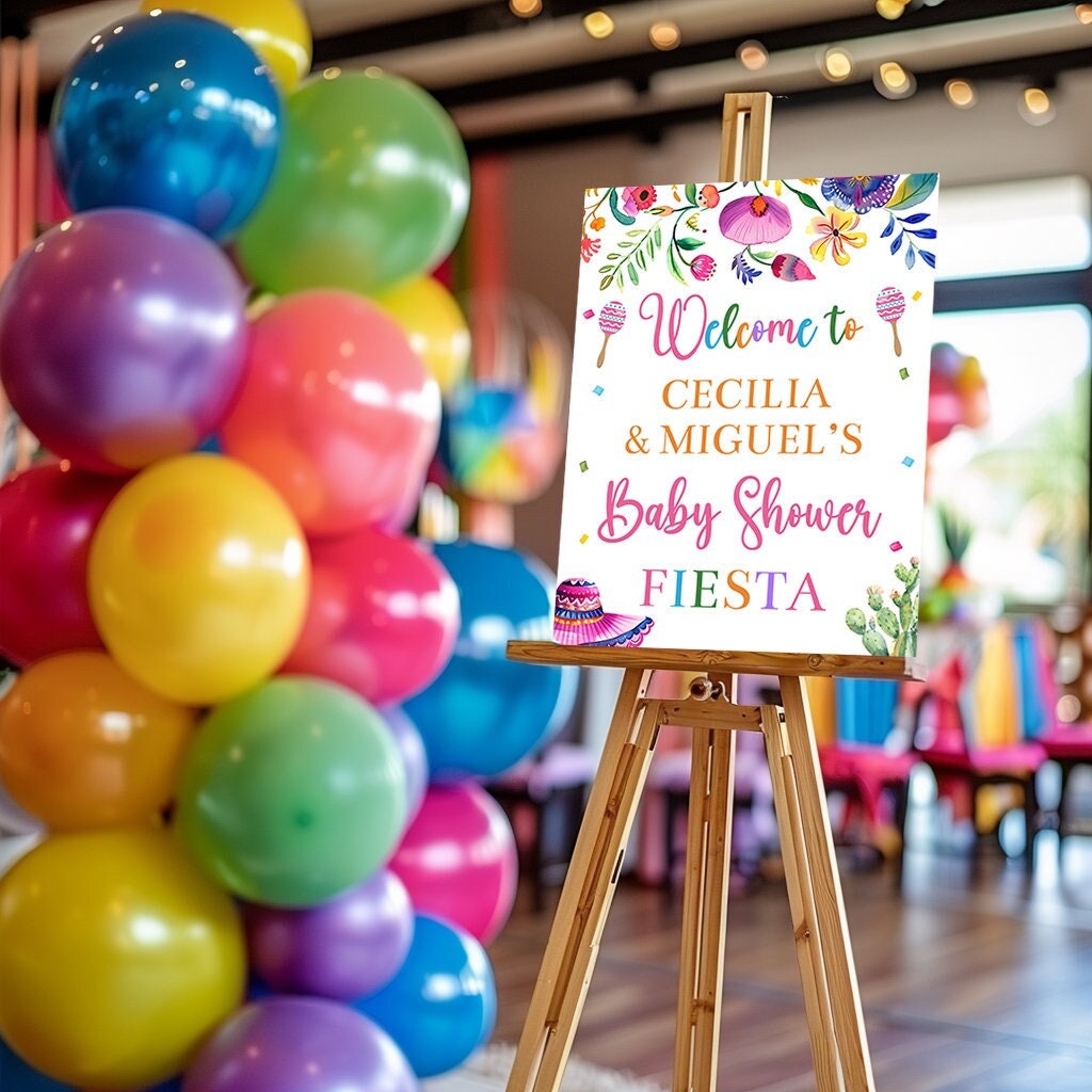 Editable Fiesta Baby Shower Welcome Sign Template Printable Senorita Mexican Baby Shower Decorations Girl Baby Shower Decor Corjl SFBS