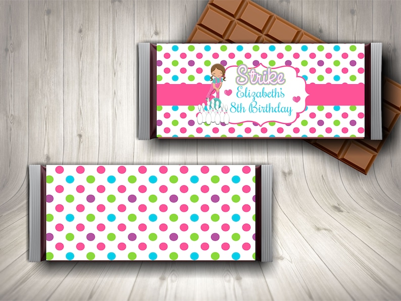 Bowling Birthday Party Favor Candy Bar Wrapper Bowling Birthday Printable Bowling Candy Bar Favor Candy Bar Favor Bowling Party