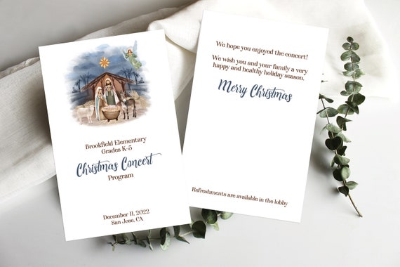 Editable Christmas Concert Program Template Easter Performance Nativity Musical Performance Printable Folded 5.5x8 Winter Musical Corjl Il_570xn