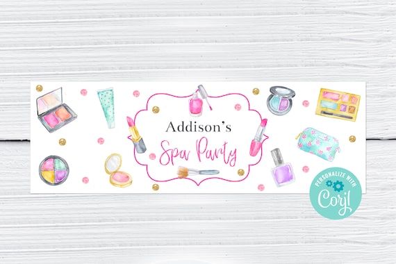 Editable Spa Towel Wrapper, Spa Party Decorations, Spa Birthday, Makeup Party, Tween Birthday, Tween Party, Corjl, Printable, Instant, MASP Il_570xn