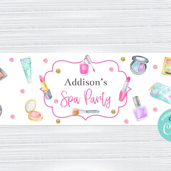 Editable Spa Towel Wrapper, Spa Party Decorations, Spa Birthday, Makeup Party, Tween Birthday, Tween Party, Corjl, Printable, Instant, MASP