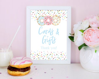 Cards and Gifts Sign, Donut Sprinkle Baby Shower, Baby Sprinkle, Donut Baby Shower, Gift Table Sign, Baby Shower Sign, Donut Decor, DSBS