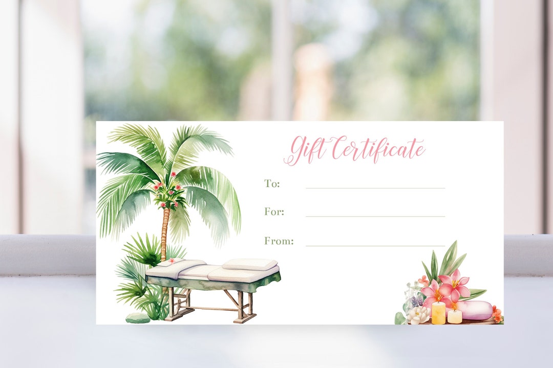Printable Massage Gift Certificate Template Printable Spa Day Coupon