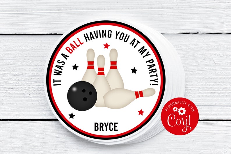 Editable Bowling Party Birthday Favor Tag Printable Bowling - Etsy