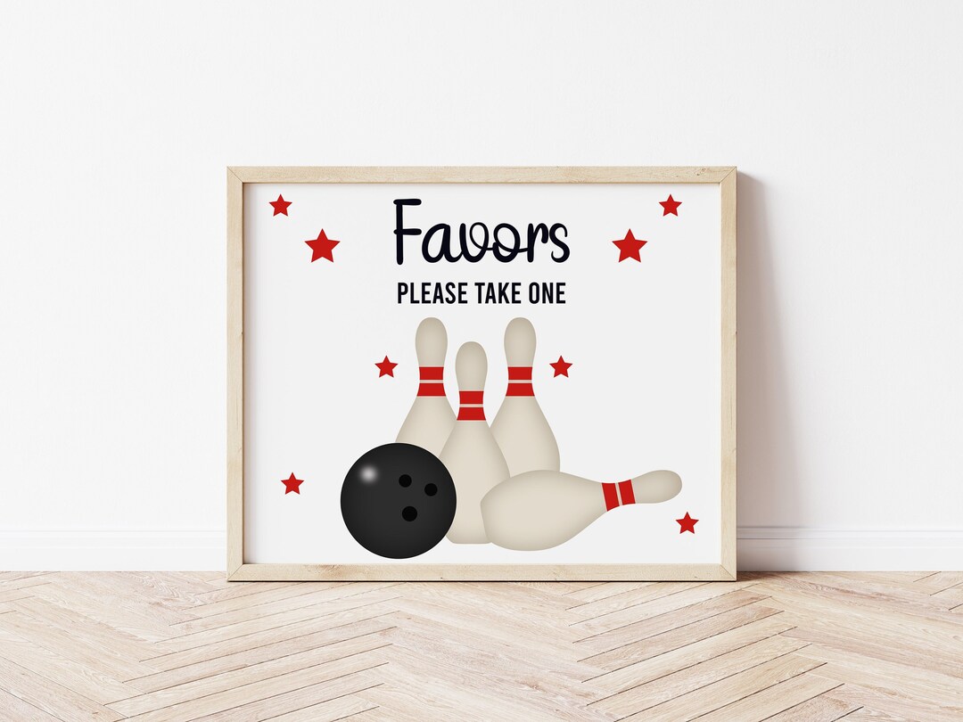 Printable Bowling Party Favors Sign Template, Bowling Birthday Party ...
