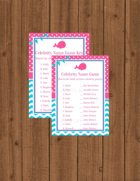 Whale Celebrity Baby Name Game Celebrity Baby Game Nautical Whale Celebrity Baby Name Game Celebrity Baby Game Nautical