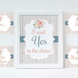 Rustic Wedding, Say Yes to the Dress Paddle Signs, Wedding Dress Shopping Sign, I said Yes to the Dress, Dress Sign Paddles, Flip Signs