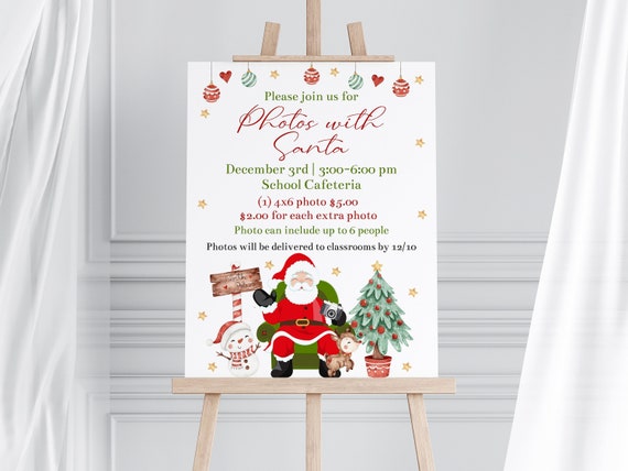Editable Photos With Santa Claus 18x24 Sign Template, Business Santa Claus Event, Church Printable Santa Photo, Holiday Market, Corjl PWSC Il_570xn
